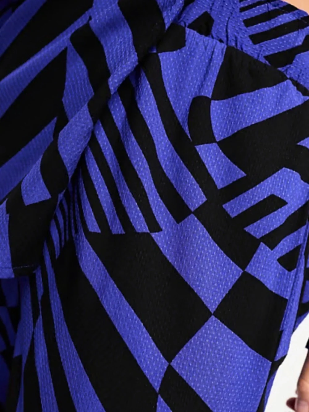 Blue Black Abstract Print Matching Set Medium
